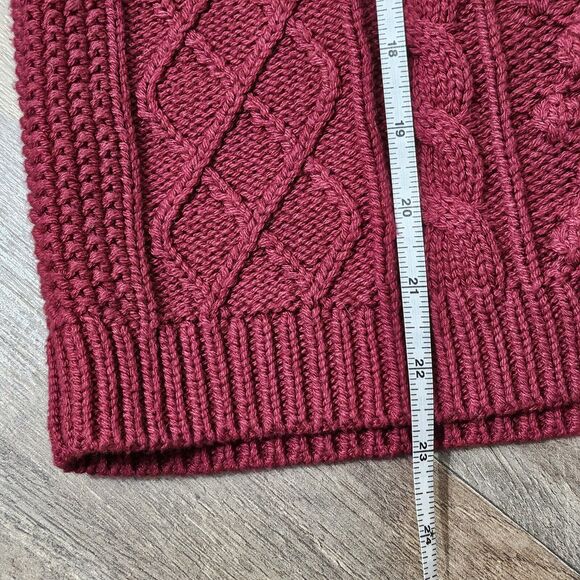 TALBOTS Sweater PS Cable Knit Cotton Wool Blend Long Sleeve Pullover Maroon - Picture 8 of 8